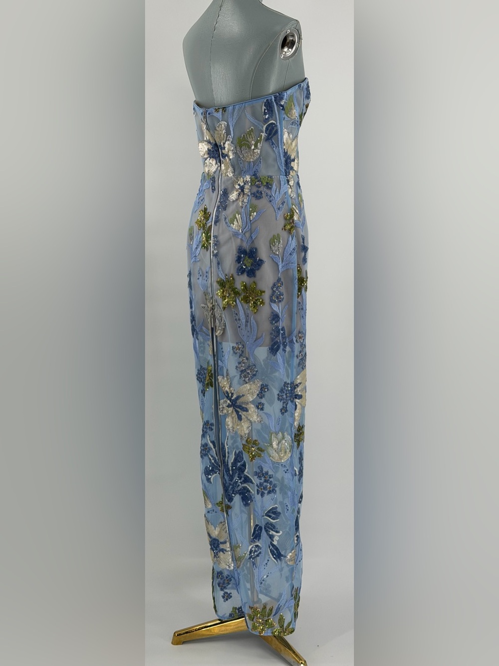 🆕 BRONX & BANCO 🧿 NWOT Dahlia Floral Gown, Baby Blue Multi Maxi - Sz M US 6 - Picture 9 of 17